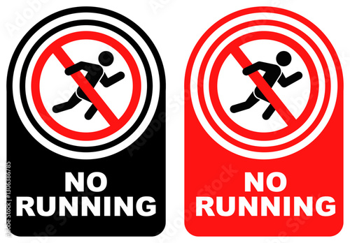 Set Prohibition no running public sign design vector illustration