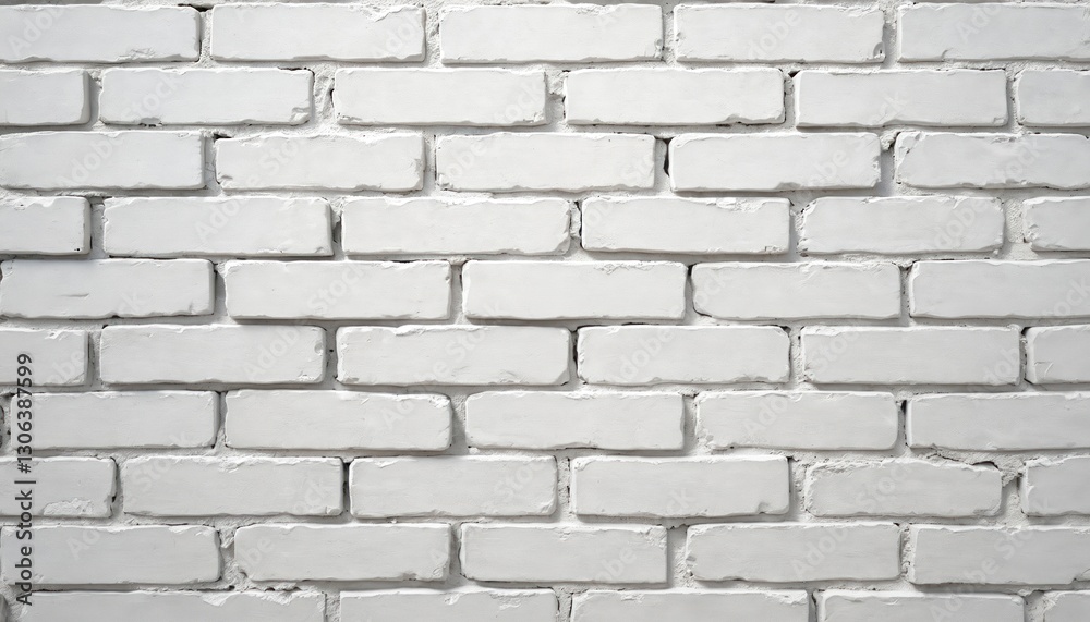 Obraz premium White painted brick wall texture background. Interior design element, construction concept. Modern clean brickwork pattern, urban decor. Solid brick stone with light shadows, building facade.