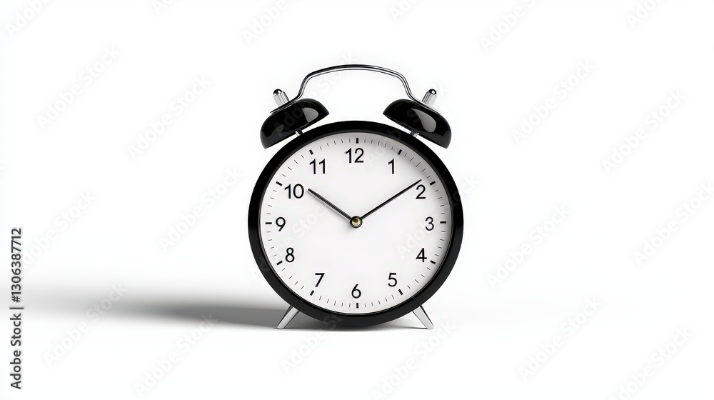 Black Alarm Clock on White Black Alarm Clock on White