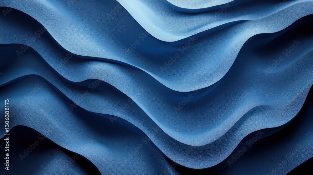 Fototapeta premium Abstract blue waves with flowing layered texture in contemporary art