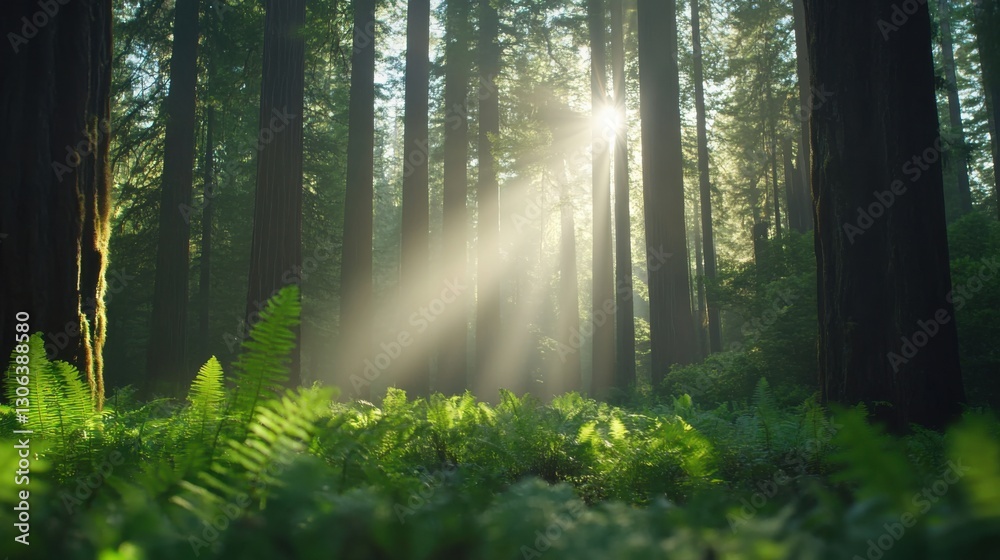 Fototapeta premium Redwood Forest Sunlight Beams