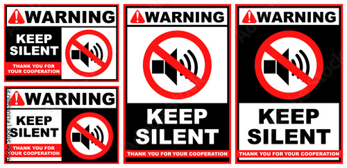 set collections keep silent prohibited sign symbol design label template vector illustration