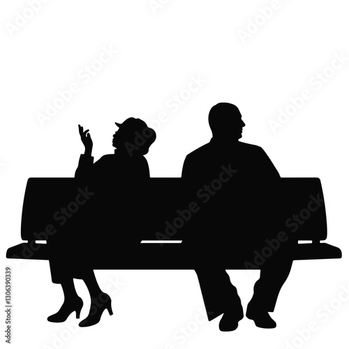Silhouette of subway passengers sitting on bench, urban solitude