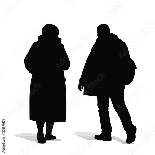 Silhouette of subway passengers walking with backpacks, urban journey