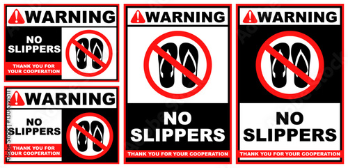 Set Collections no slippers warning sign template design vector illustration