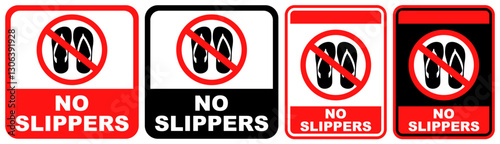 Set vector no slippers sign symbol labels sticker design illustration
