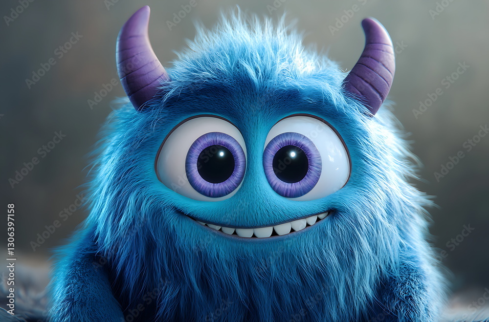 Fototapeta premium kind blue monster ai generated