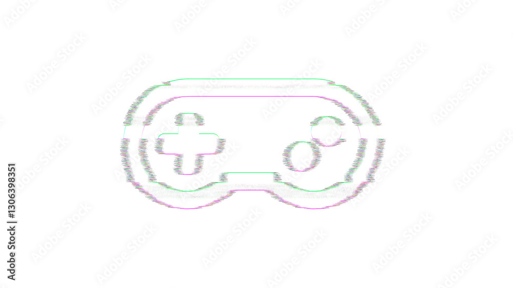Fototapeta premium Icon gamepad is distorted. Glitch. Noise, chromatic aberration, geometric distortion