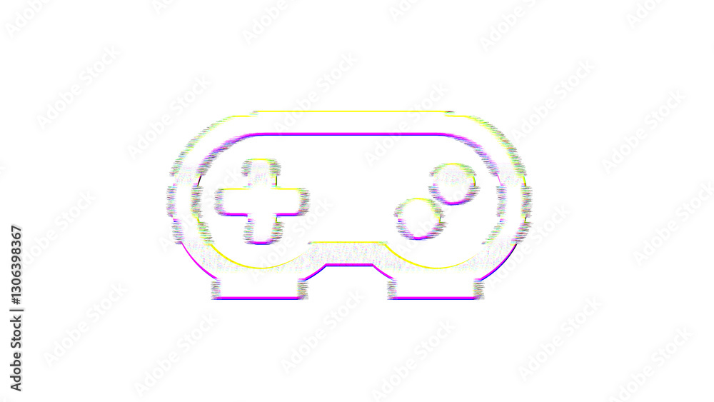 Fototapeta premium Icon gamepad is distorted. Glitch. Noise, chromatic aberration, geometric distortion