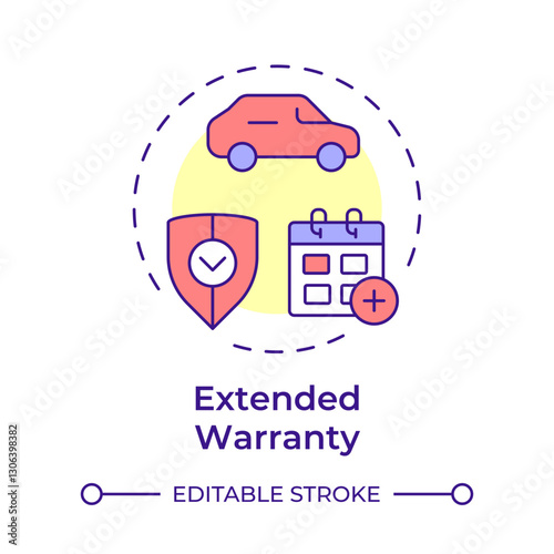 Extended warranty multi color concept icon. Security, protection. Monthly calendar. Round shape line illustration. Abstract idea. Graphic design. Easy to use in infographic, presentation