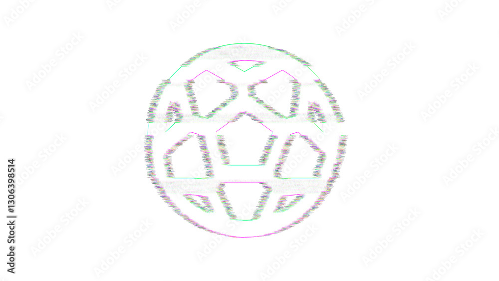 Icon football is distorted. Glitch. Noise, chromatic aberration, geometric distortion Icon football is distorted. Glitch. Noise, chromatic aberration, geometric distortion
