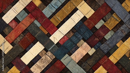 Abstract Woven Fabric Texture Background Colorful Intertwined Stripes Pattern