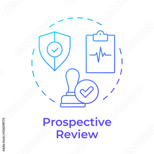 Prospective review blue gradient concept icon. Proactive process before treatment. Type of utilization management. Round shape line illustration. Abstract idea. Graphic design. Easy to use in brochure