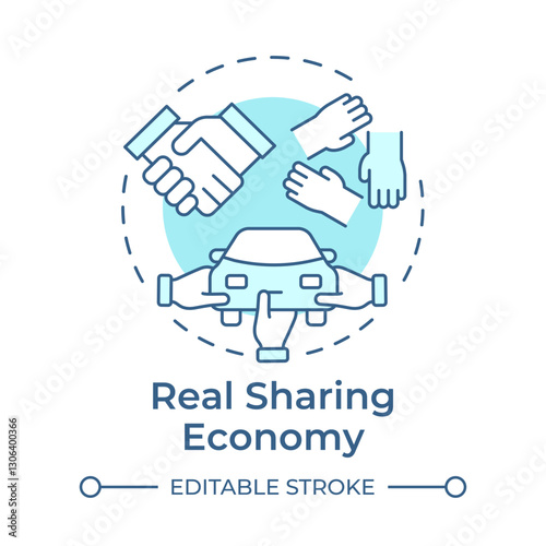 Real sharing economy soft blue concept icon. Non profit resources spreading. Collaborative system type. Round shape line illustration. Abstract idea. Graphic design. Easy to use in presentation
