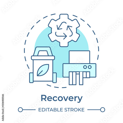 Recovery soft blue concept icon. Collection and recycling of used materials. Circular economy element. Round shape line illustration. Abstract idea. Graphic design. Easy to use in infographic