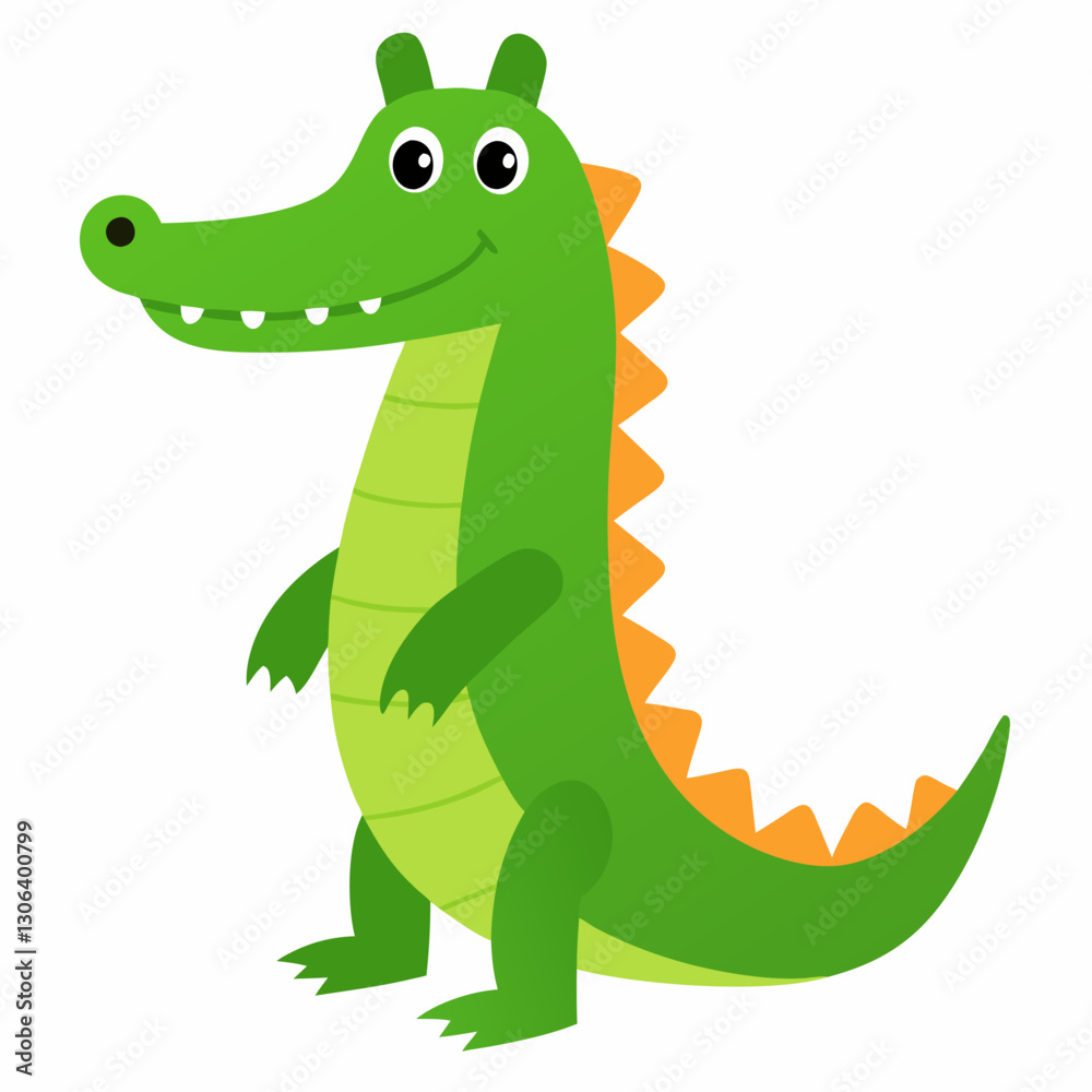 Naklejka premium Cartoon crocodile vector on white background.