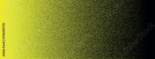 Gradient background with a textured style, blending yellow and black. The yellow background transitions smoothly into black. Minimal grainy speckled texture vector background