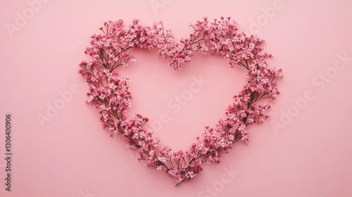 valentine's day theme, decorated border, flowers, pink, minimalist, simple