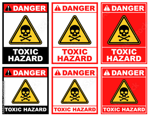 Set danger toxic hazard public sign design vector illustration