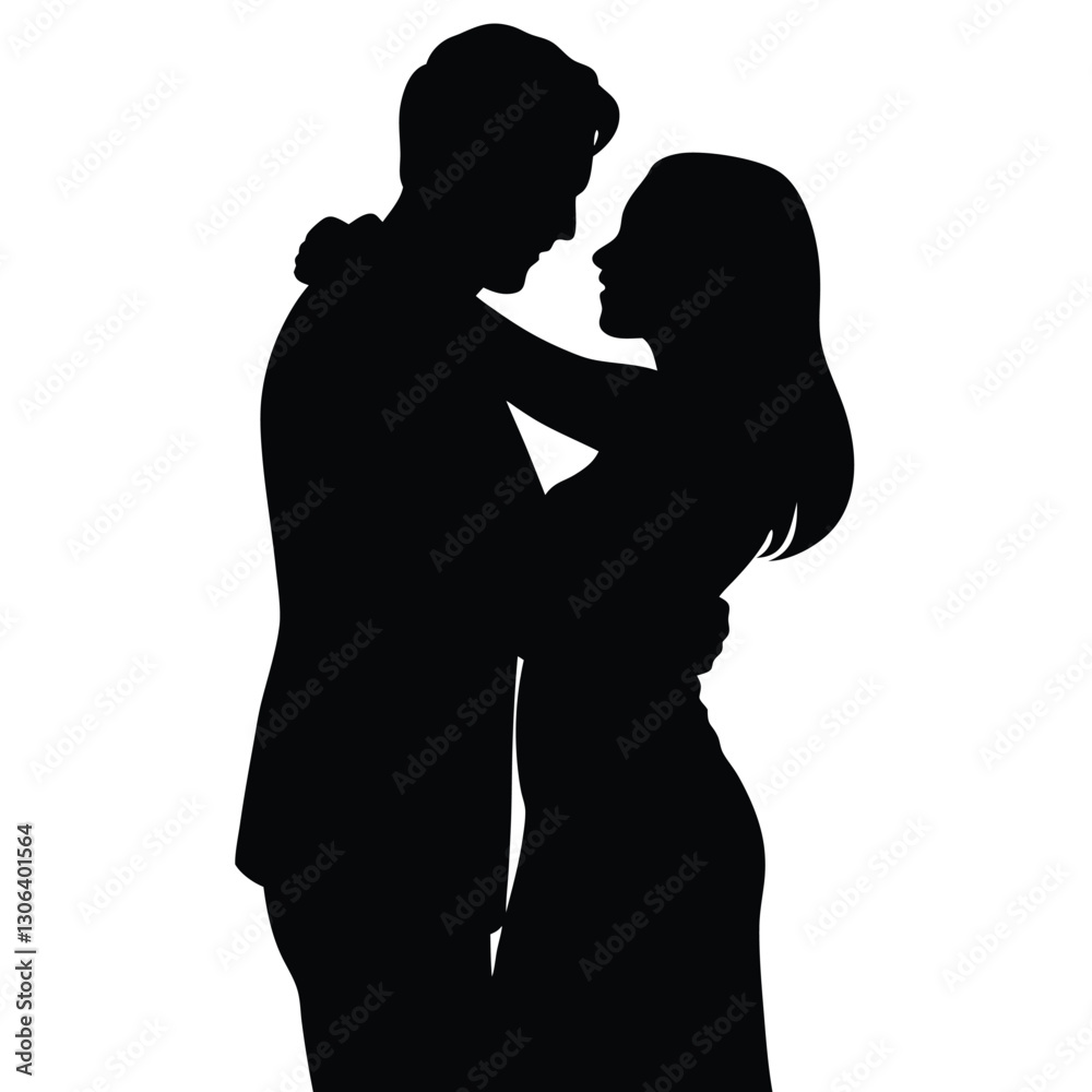 Silhouette of a Loving Couple - Symbolizing Tenderness and Love Silhouette of a Loving Couple - Symbolizing Tenderness and Love