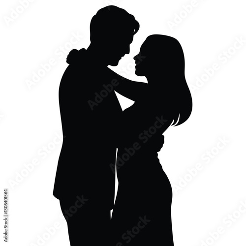 Silhouette of a Loving Couple - Symbolizing Tenderness and Love photo