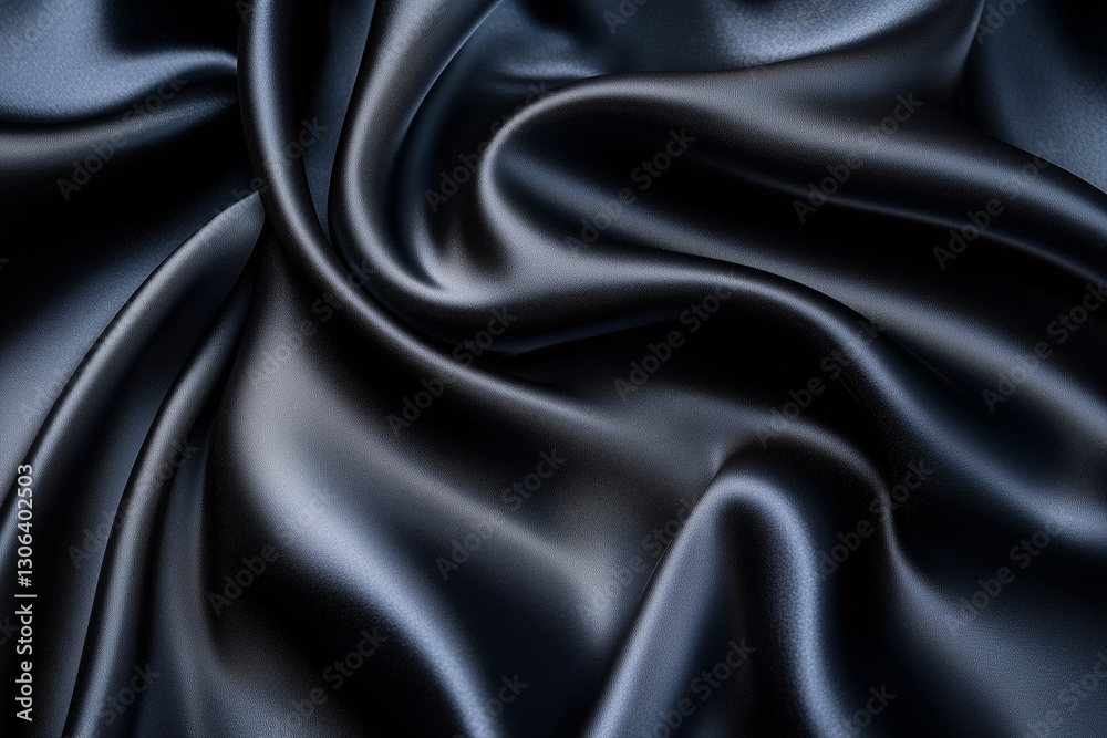 Obraz premium Softly draped luxury: Dark blue silk fabric with a lustrous sheen