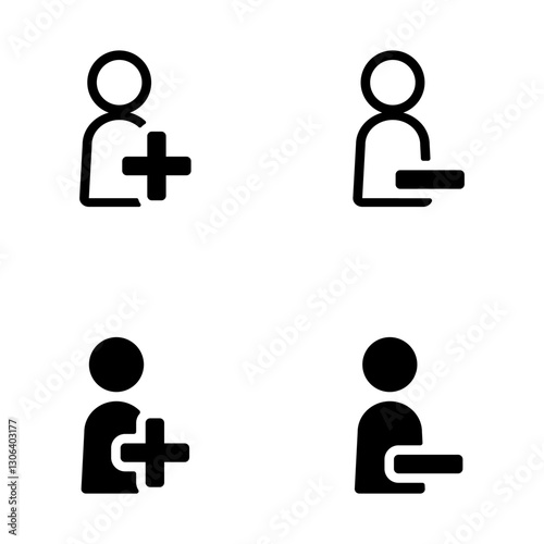 人物とプラスマイナスのアイコンイラスト