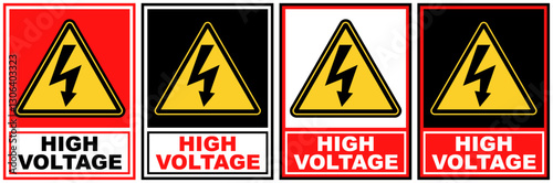 Set Collections sign high voltage. Electric shock danger sign template design vector illustration