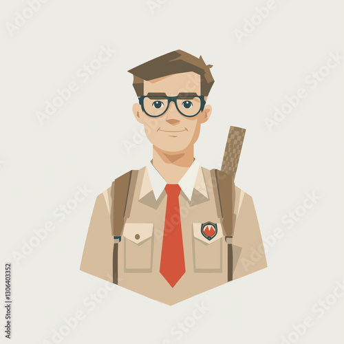 Set of girls and boys in scout costumes
