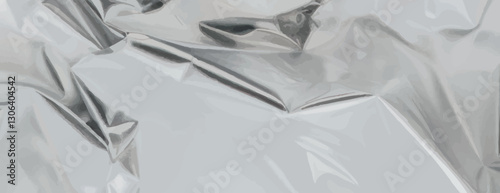 Metallic silver background, background with shiny, crumpled texture. Silver color enhances the reflective background effect. Glossy shiny crumpled paper texture background vector