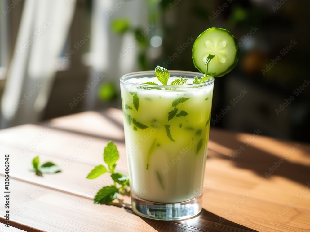 Refreshing Cucumber Mint Drink in Glass Refreshing Cucumber Mint Drink in Glass