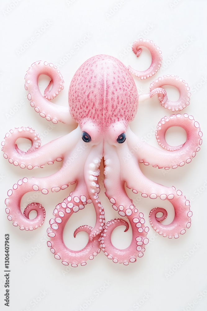 Exquisite raw squid rings are intricately placed against a flawless white backdrop, emphasizing their fresh appeal and versatility for seafood recipes and gourmet presentations