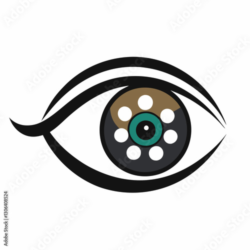 minimalist eye with a film reel 