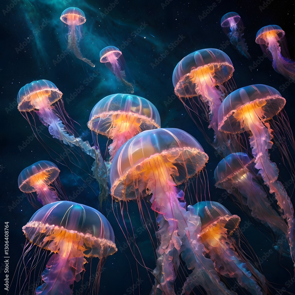 Fototapeta premium Cosmic Jellyfish Migration