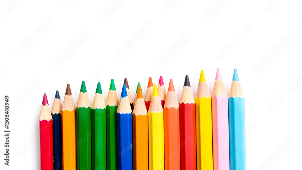 a set of vibrant colored pencils arranged in a row, ideal for art, drawing, and creative projects a set of vibrant colored pencils arranged in a row, ideal for art, drawing, and creative projects