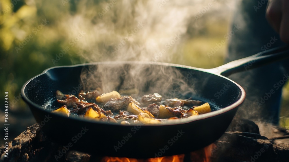 Outdoor Cooking, Pan, Flames, Nature Outdoor Cooking, Pan, Flames, Nature