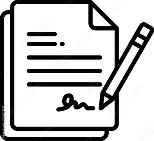 Contract Icon in Outline Style. Simple Vector Design. Simple Vector Outline Icon