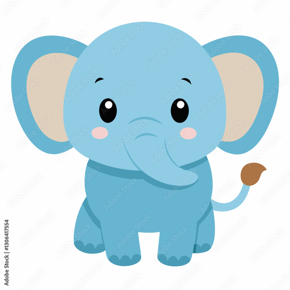 Fototapeta premium Cartoon cute baby elephant vector on white background.