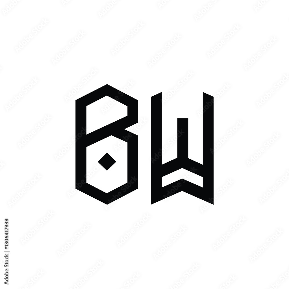 Fototapeta premium BW monogram logo design letter text name symbol monochrome logotype alphabet character simple logo