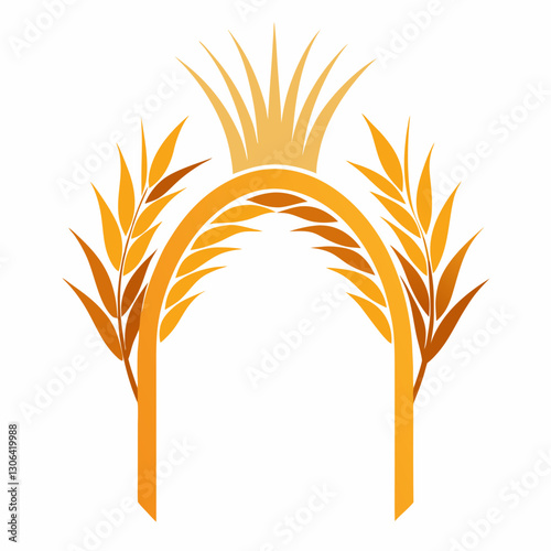 elegant wheat stalk forming a balanced arch 