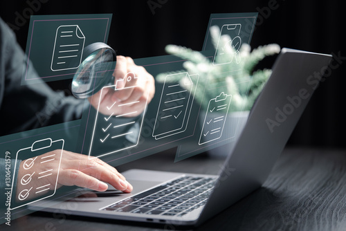 Quality Control and Auditing. Highlights the importance of inspections, validation, and accuracy in business operations, using technology to streamline the process.