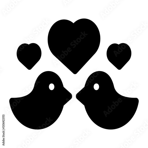 Two lovebirds touching beaks, representing intimacy, trust, and devotion. Perfect for Valentine’s Day, marriage, and romantic designs.