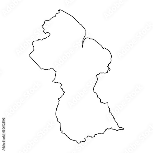Map Guyana Outline, Minimal...