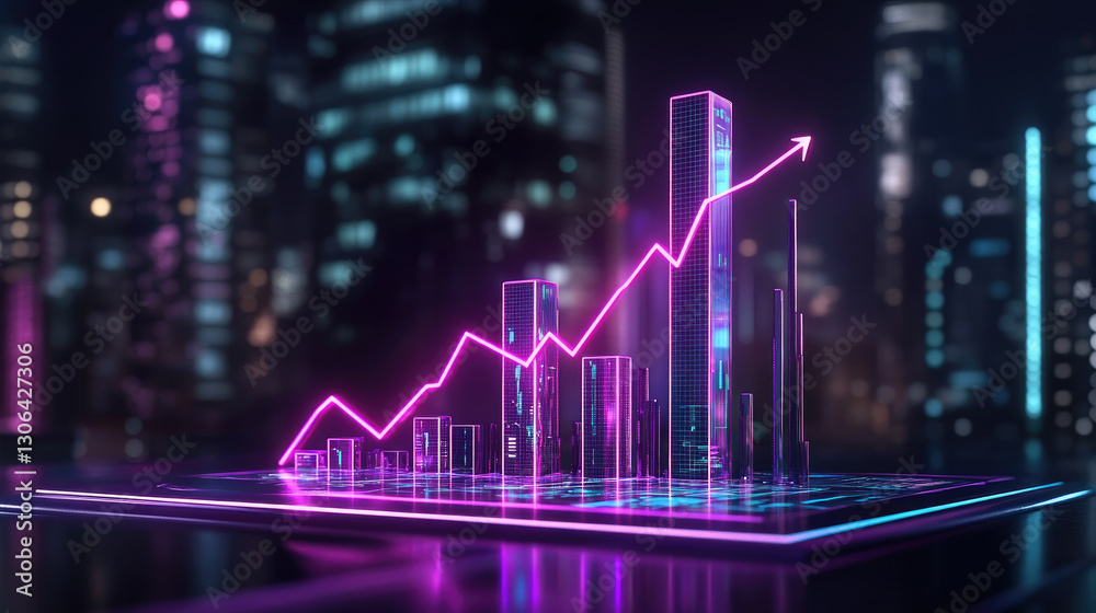 Naklejka premium Strategic business growth meeting virtual conference room holographic visualization innovative environment corporate viewpoint financial achievement concept