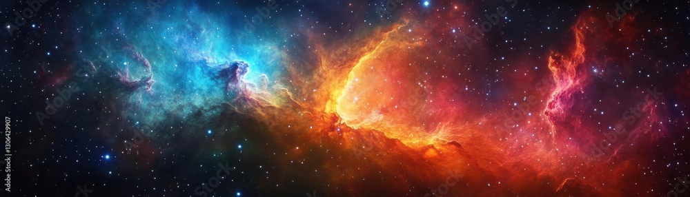 Obraz premium Craft a stunning cosmic nebula, a radiant explosion of swirling colors, in ultra-HD digital art