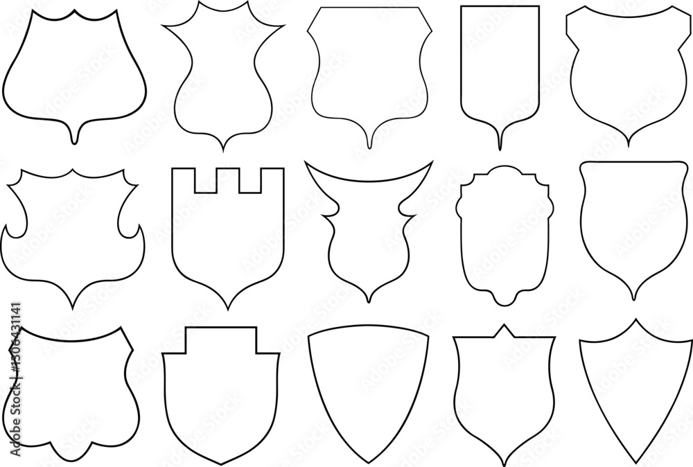 Collection of different shields illustration isolated on white background Collection of different shields illustration isolated on white background