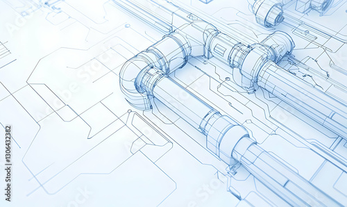 Abstract Blueprint Design of Industrial Pipes and Tubing System