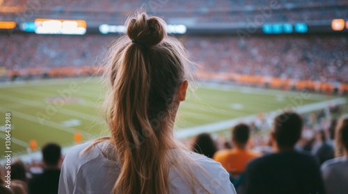 Woman Watching Game in Stadium photo