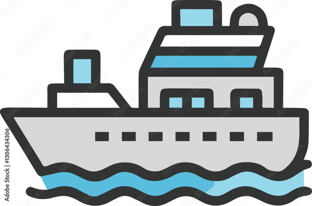 Fototapeta premium Oil Tanker Ship Silhouette on Isolated White Background Vector Illustration