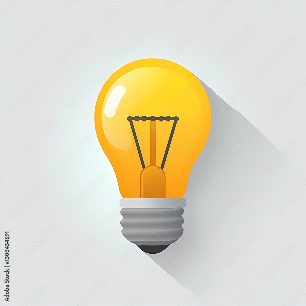 3D yellow light bulb icon isolated on a plain white background 3D yellow light bulb icon isolated on a plain white background
